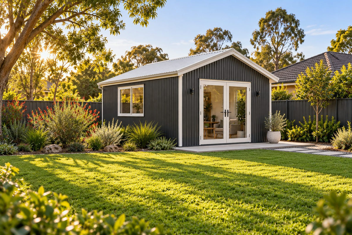 Concept image of the Gable Tiny Home Kit – 20 m², alternative view (example image; your design can differ)