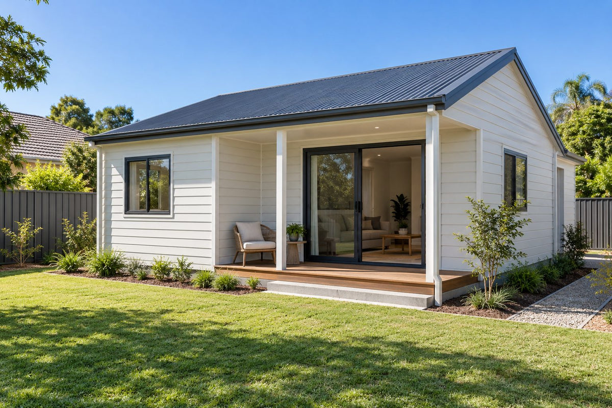 Granny Flat – steel home kit by Wise Sheds (example image; your design can differ)